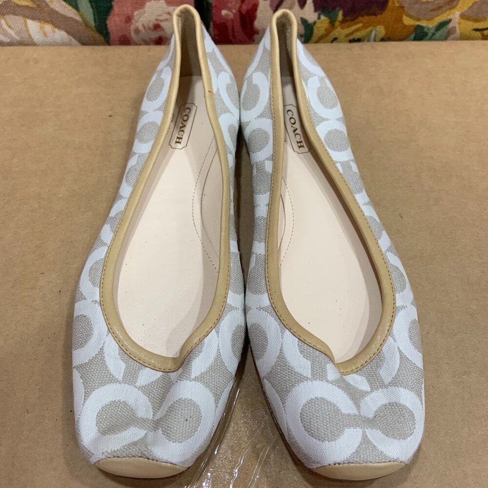 Coach White and Tan Flats